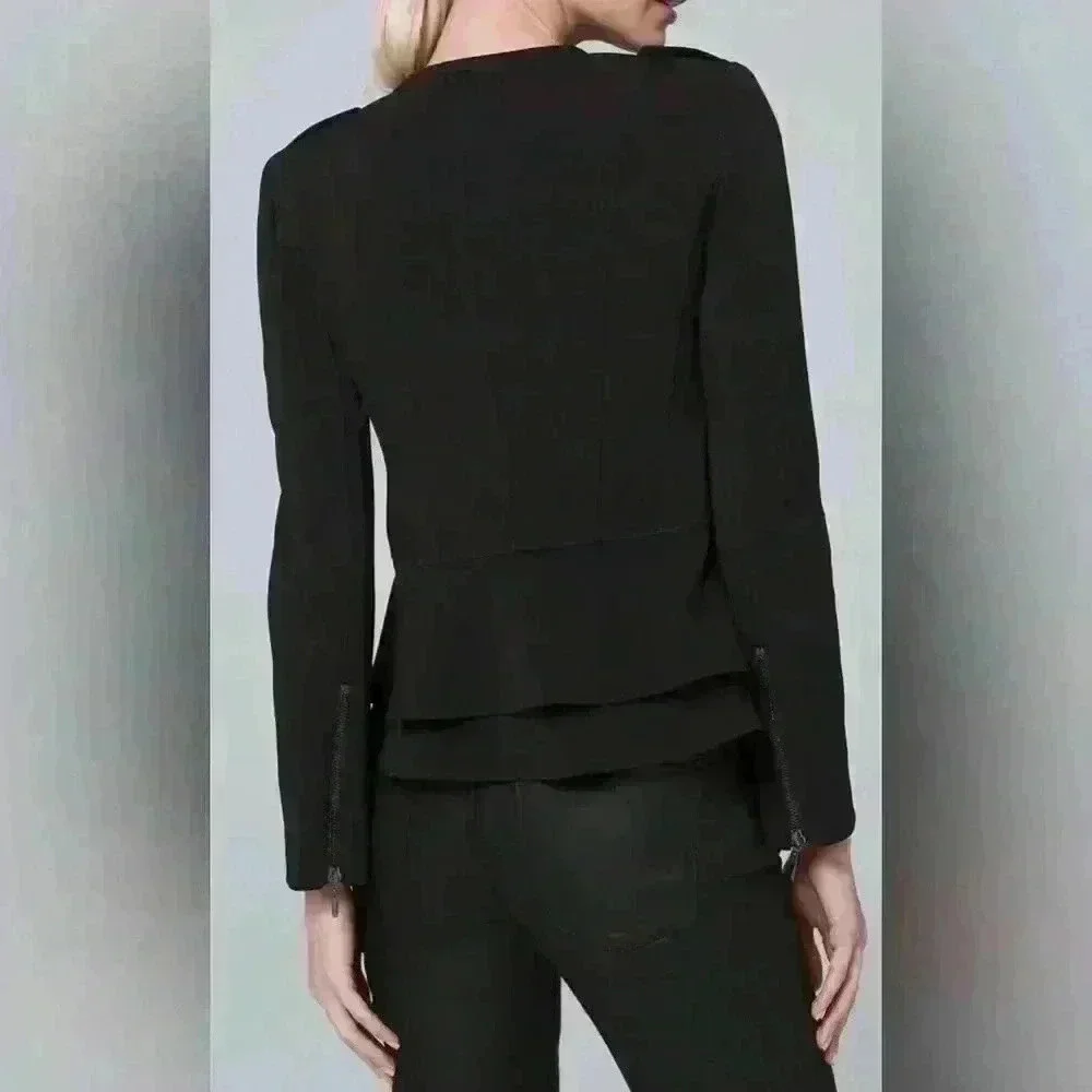 White House Black Market Black Peplum Moto Jacket Size 4